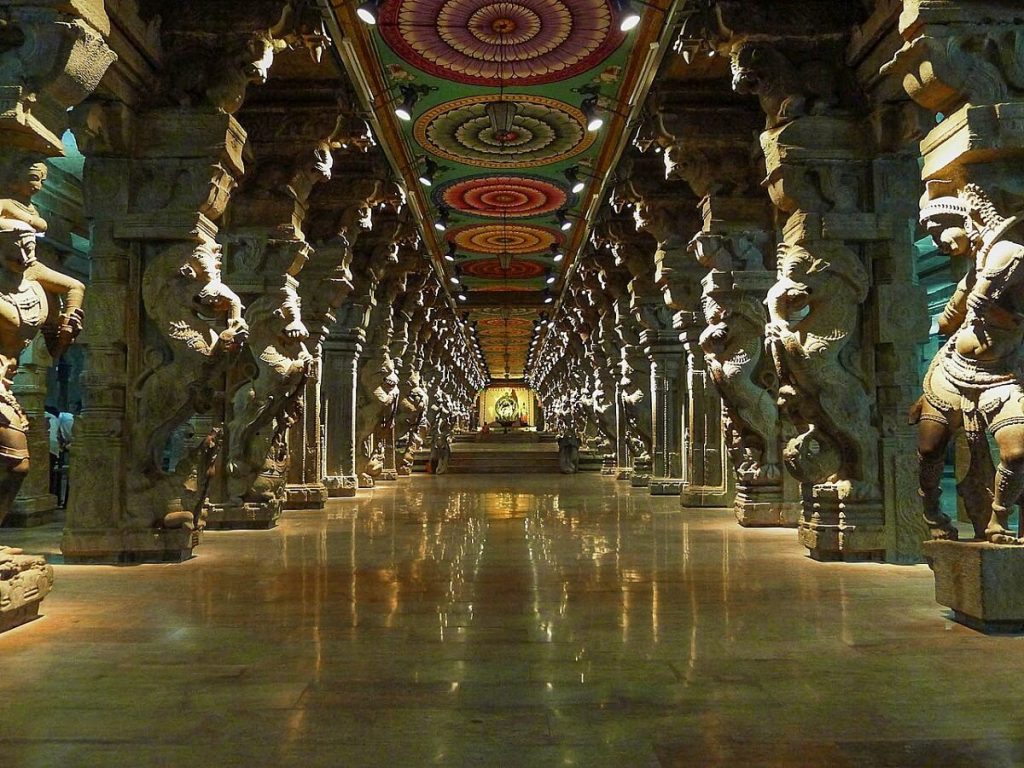 Madurai Meenakshi Amman Temple Indoor Corridor View