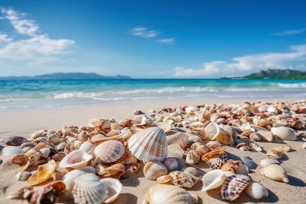 Landscape with shells on Beach